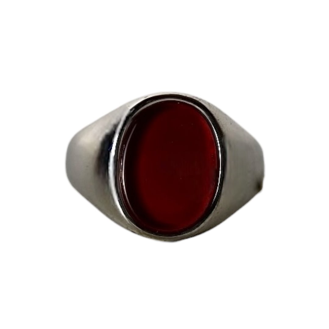 Silberner Ring mit ovalem roten Onyx - CrystalScents