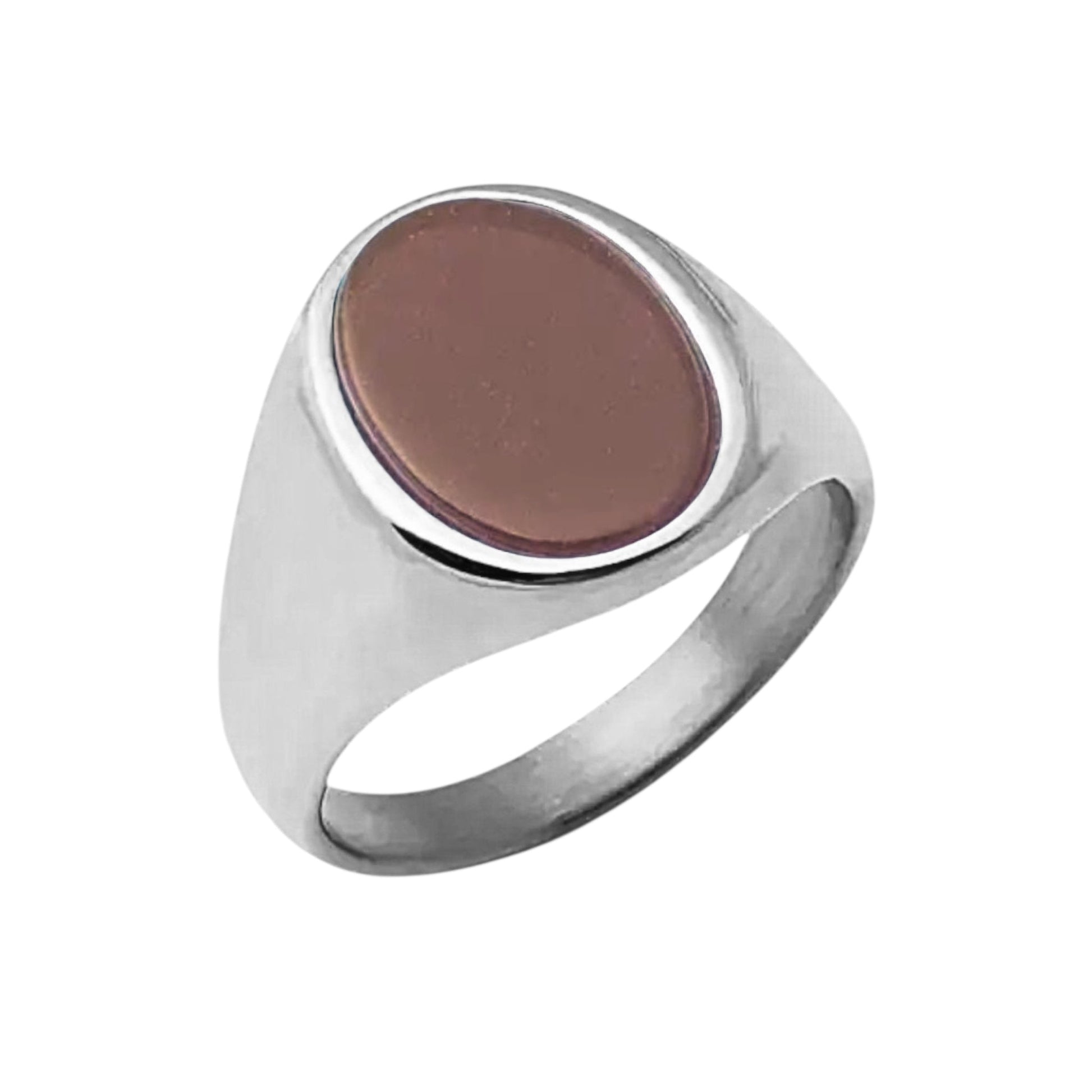 Silberner Ring mit ovalem roten Onyx - CrystalScents