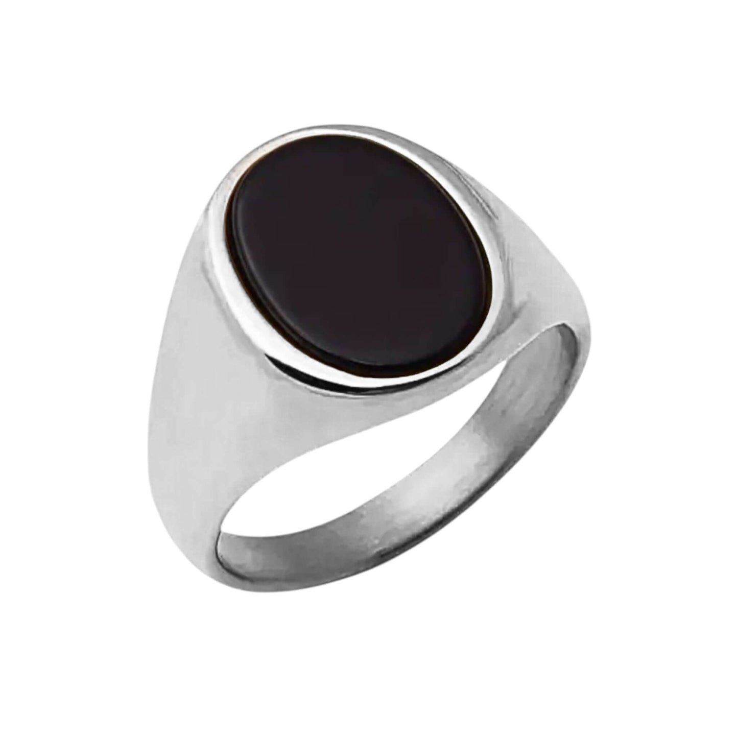 Silberner Ring mit ovalem schwarzen Onyx - Zeitlos & Elegant