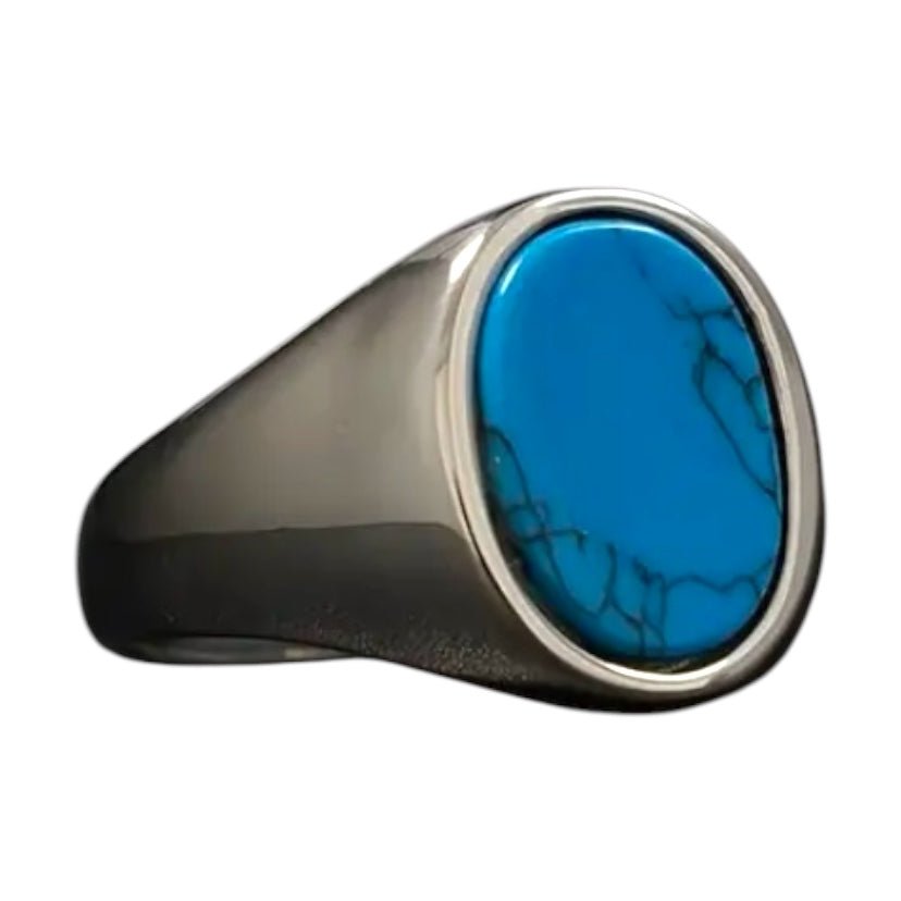Silberner Ring mit ovalem Türkis - CrystalScents