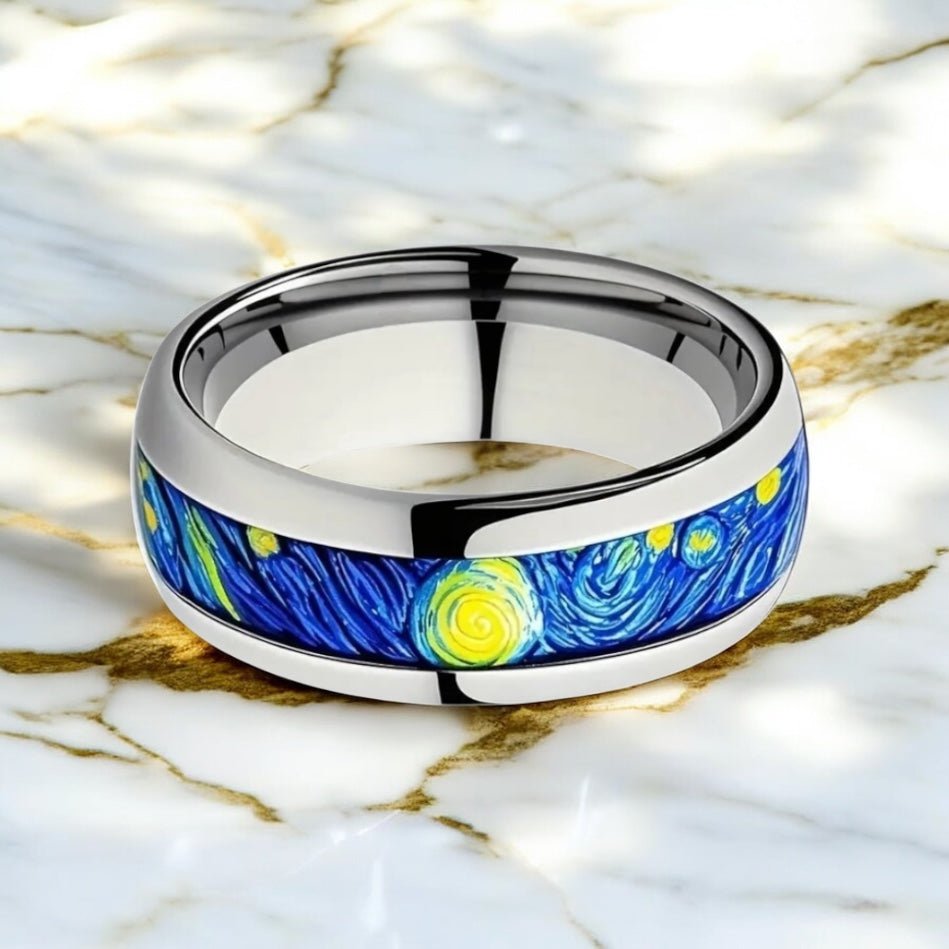 Silberner Ring mit Sternenhimmel - CrystalScents