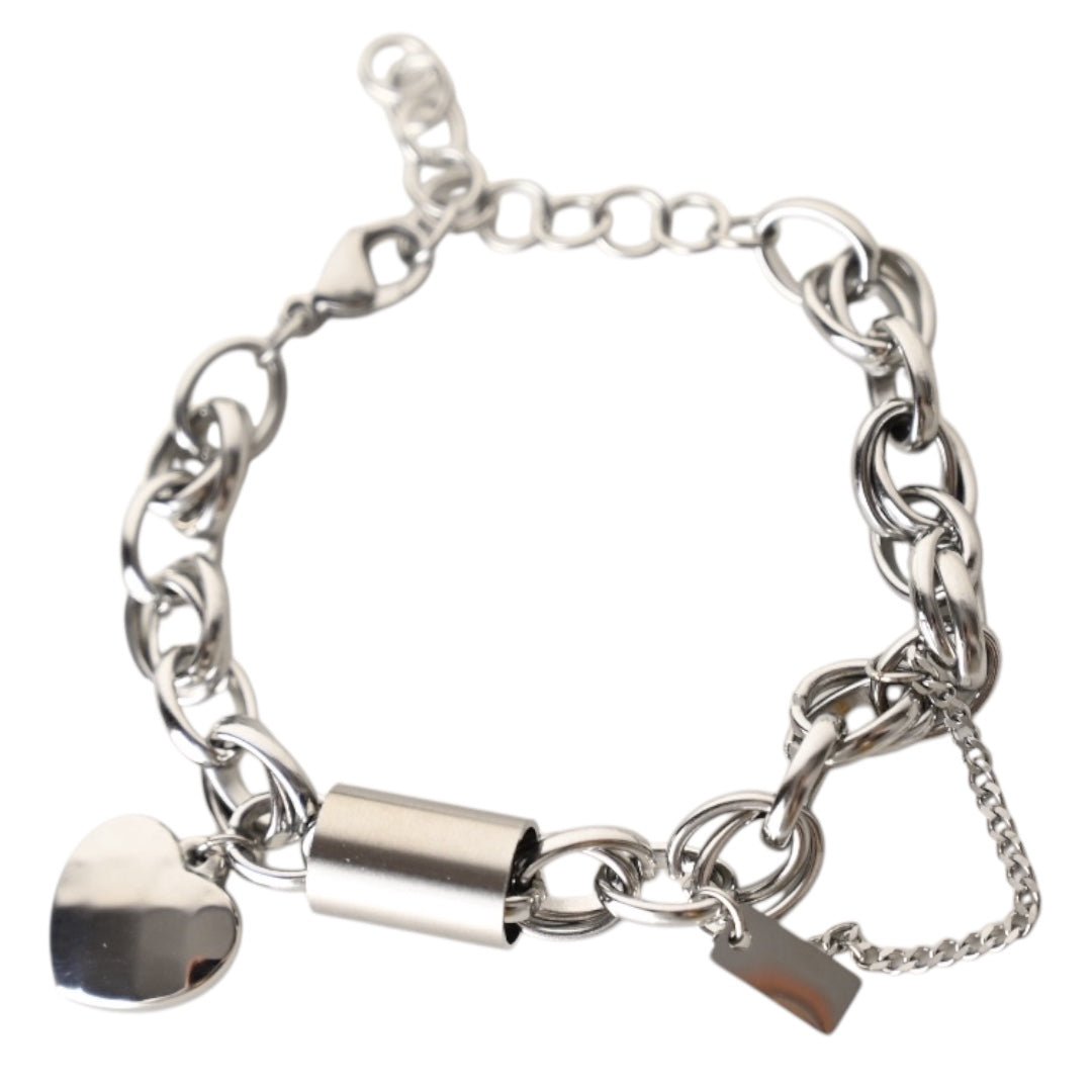 Silbernes grobes Armband mit Herz - CrystalScents