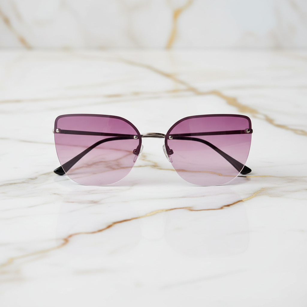Sonnenbrille auf Marmor – Flat Lay