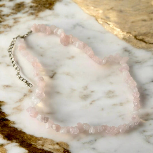 Splitter Halskette Rosenquarz - CrystalScents