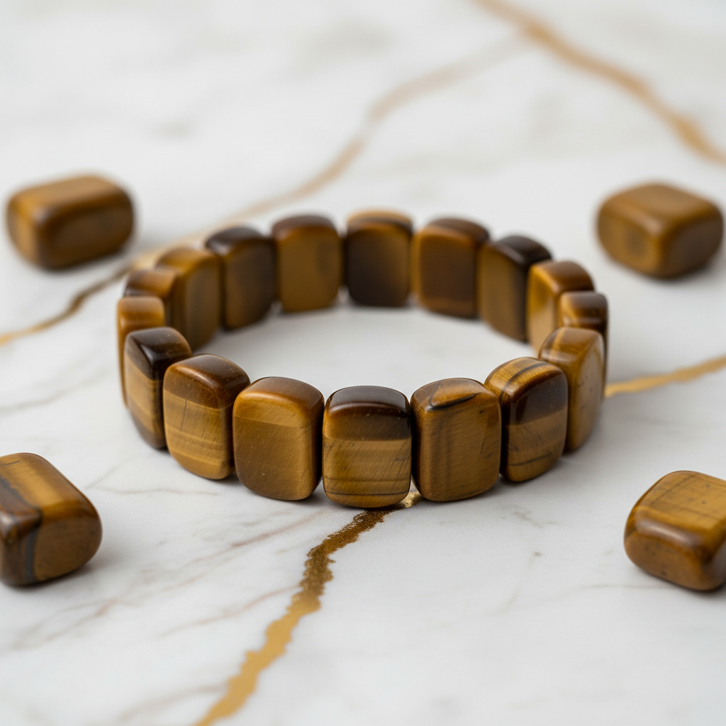 Tigerauge Armband mit Trommelsteinen 1