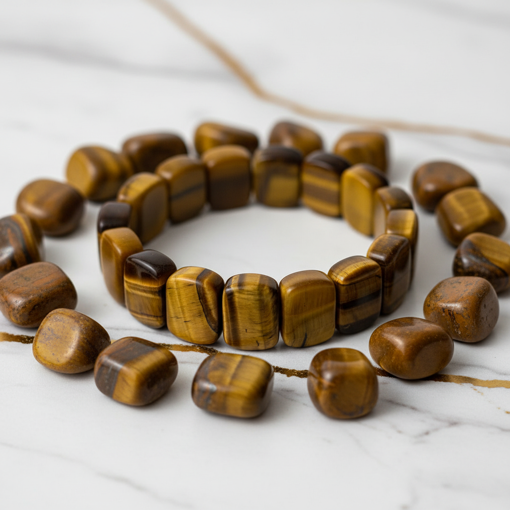 Tigerauge Armband mit Trommelsteinen 2