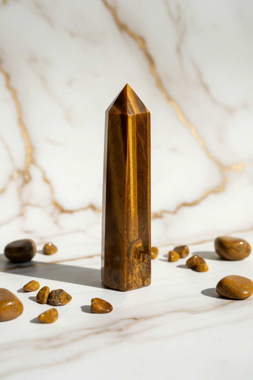 Tigerauge Obelisk mit Splittern Bild 1