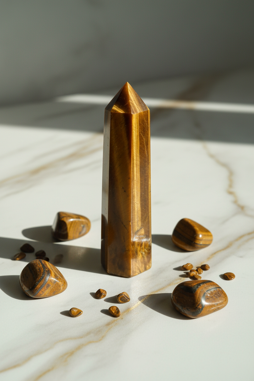 Tigerauge Obelisk mit Splittern Bild 4