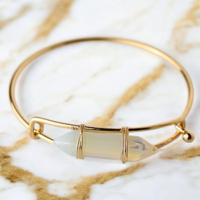Verschließbarer goldener Armreif mit Opalit - Doppelender - CrystalScents