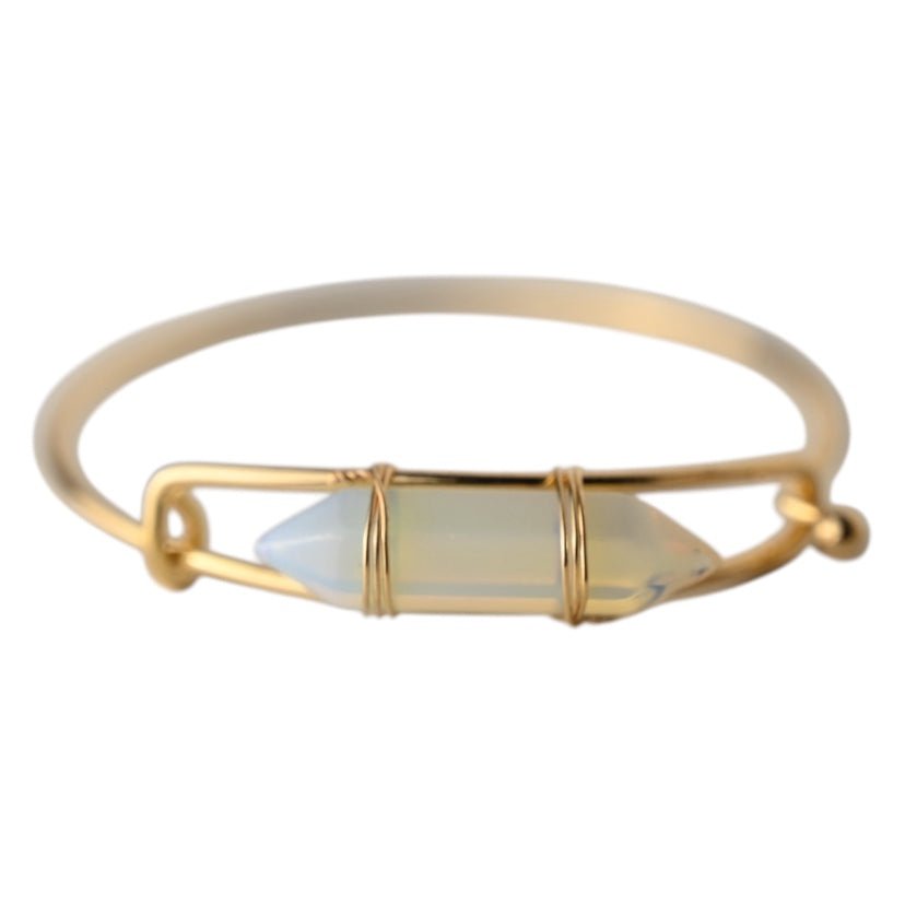 Verschließbarer goldener Armreif mit Opalit - Doppelender - CrystalScents