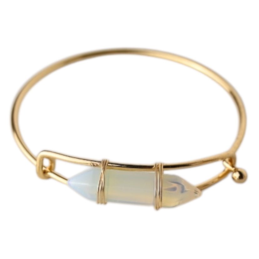 Verschließbarer goldener Armreif mit Opalit - Doppelender - CrystalScents