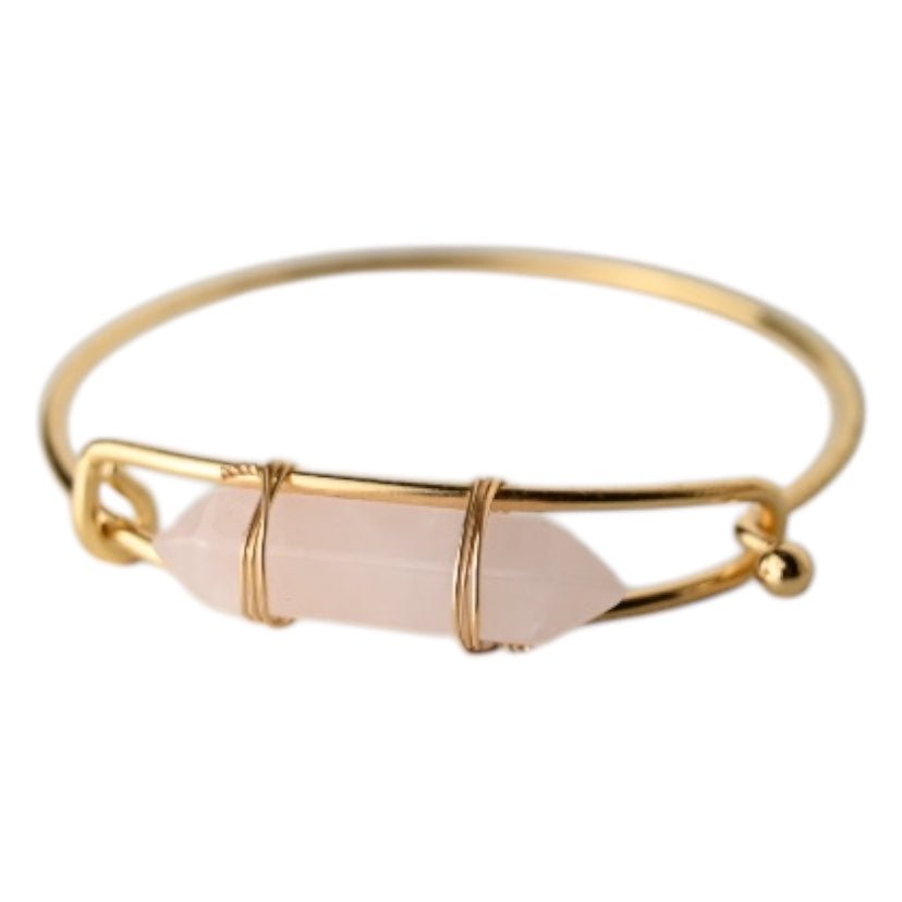 Verschließbarer goldener Armreif mit Rosenquarz - Doppelend - CrystalScents