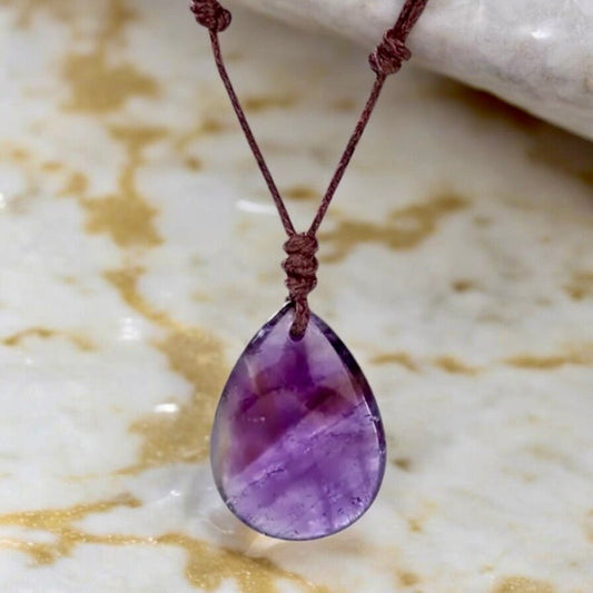 Verstellbare Halskette mit tropfenförmigem Amethyst - CrystalScents