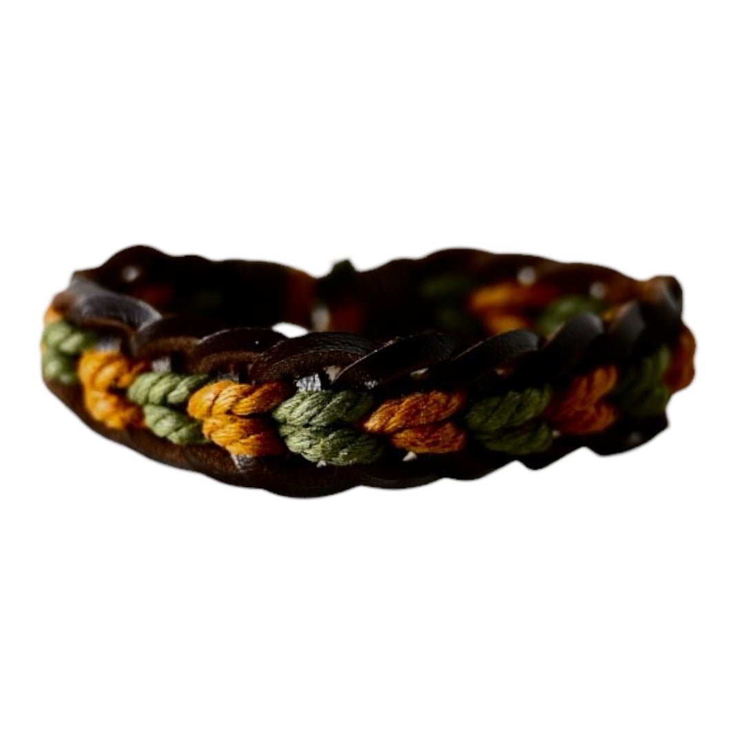 Verstellbares geflochtenes Lederarmband, mit Schnüren - CrystalScents