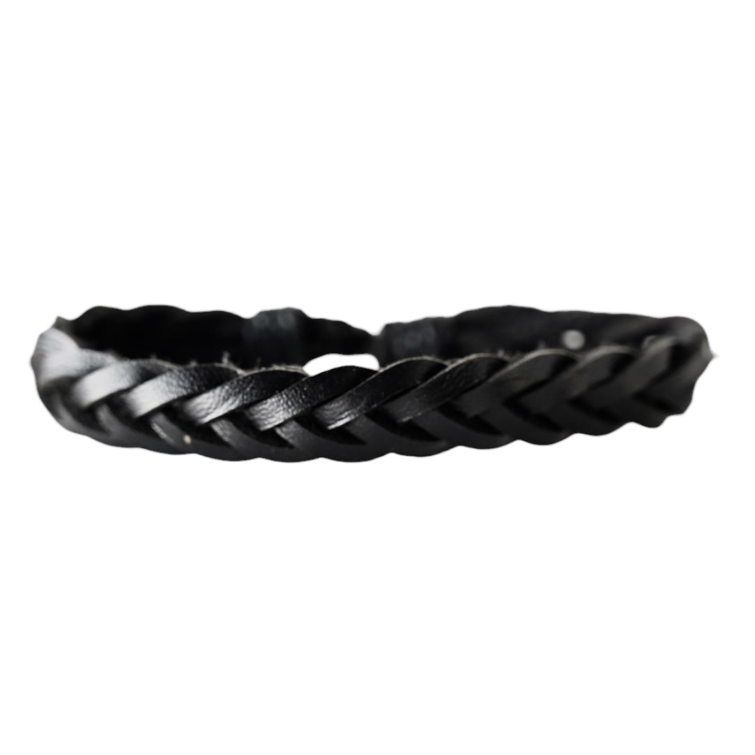 Verstellbares geflochtenes Lederarmband, schwarz - CrystalScents