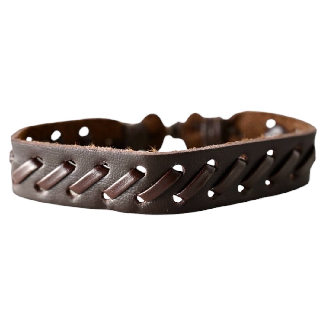 Verstellbares geschnürtes Lederarmband, dunkelbraun - CrystalScents