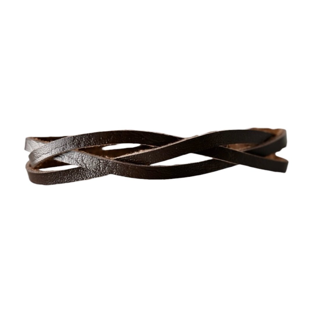 Verstellbares locker geflochtenes Lederarmband, dunkelbraun - CrystalScents