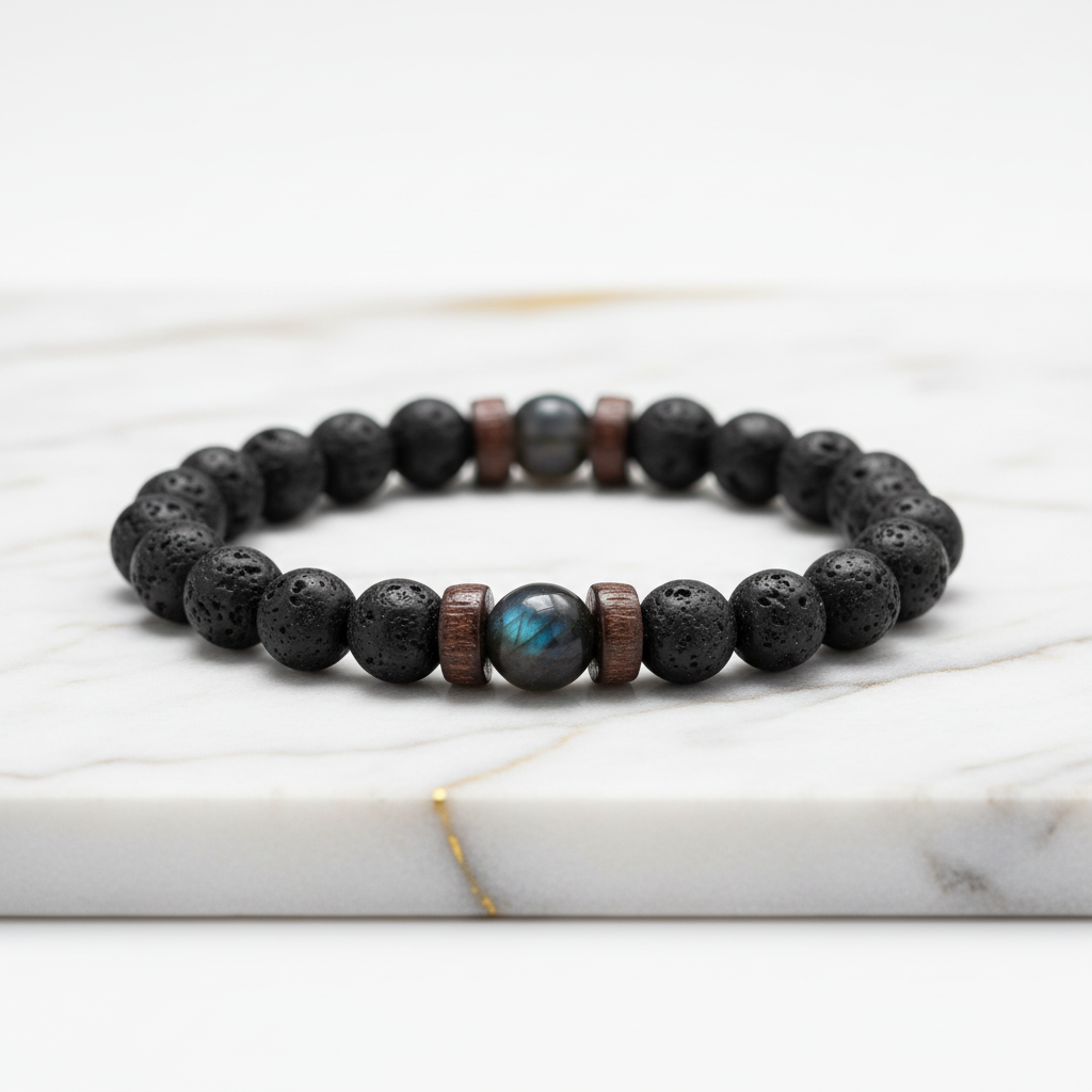 Vulkanstein-Armband mit Labradorit 3