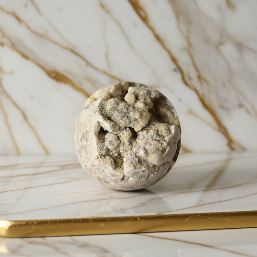 Weiße Druzy Quarz Kugel Marmor 4