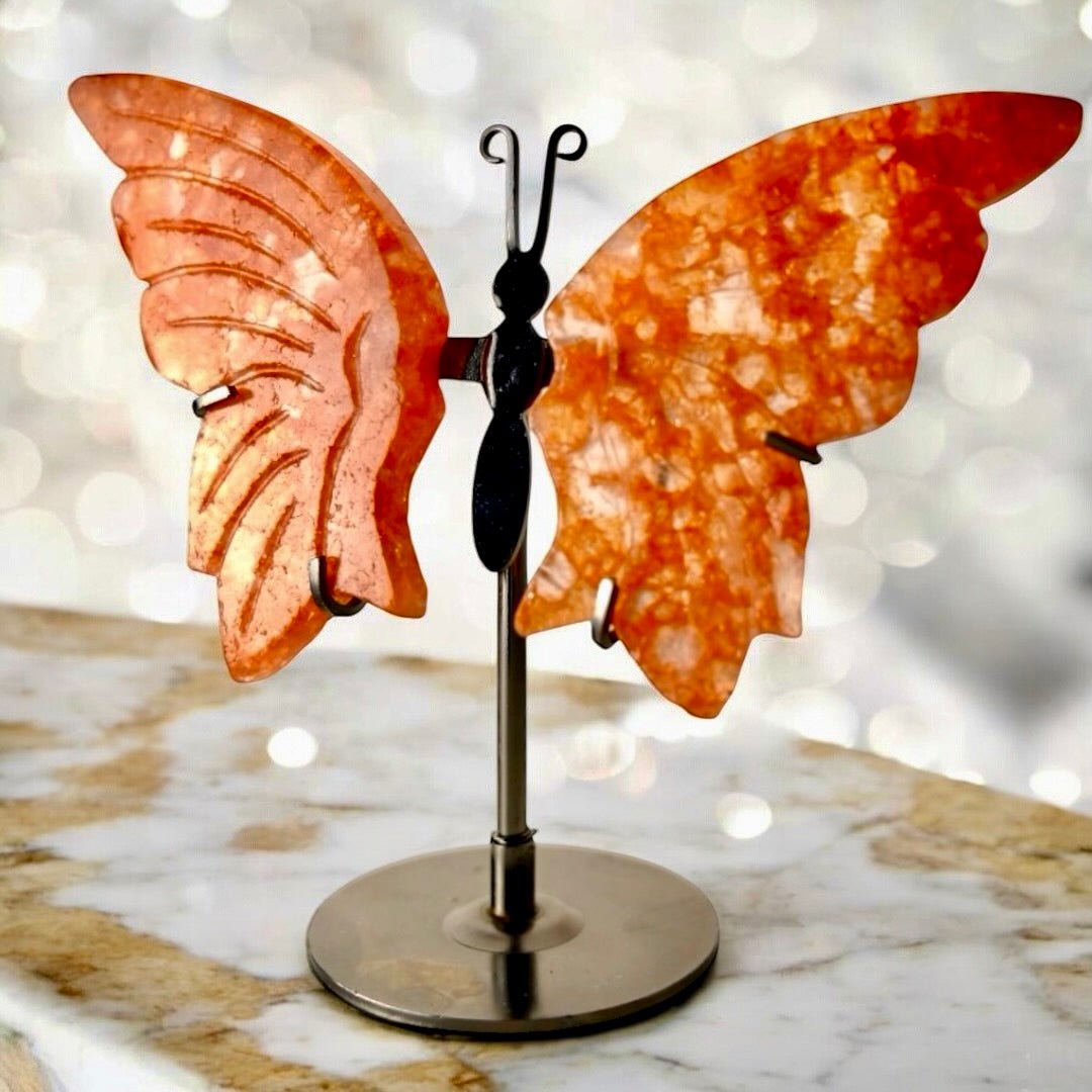 Wunderschöner Schmetterling mit Feuerquarz - Flügeln - CrystalScents