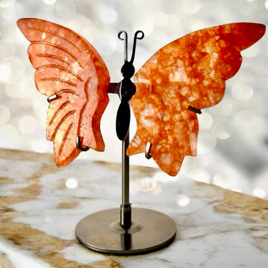 Wunderschöner Schmetterling mit Feuerquarz - Flügeln - CrystalScents