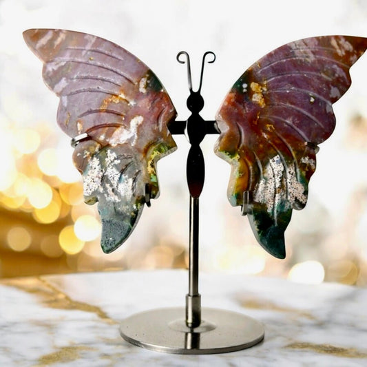 Wunderschöner Schmetterling mit mexikanischem Achat - Flügel - CrystalScents