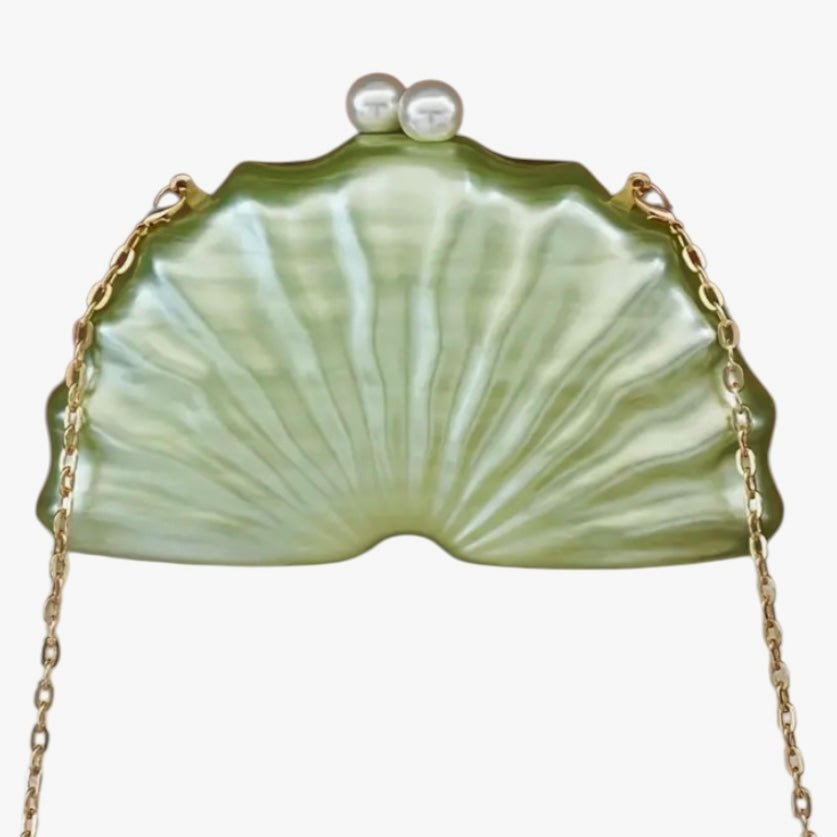 Zauberhafte Perlmutt Clutch in Grün - CrystalScents