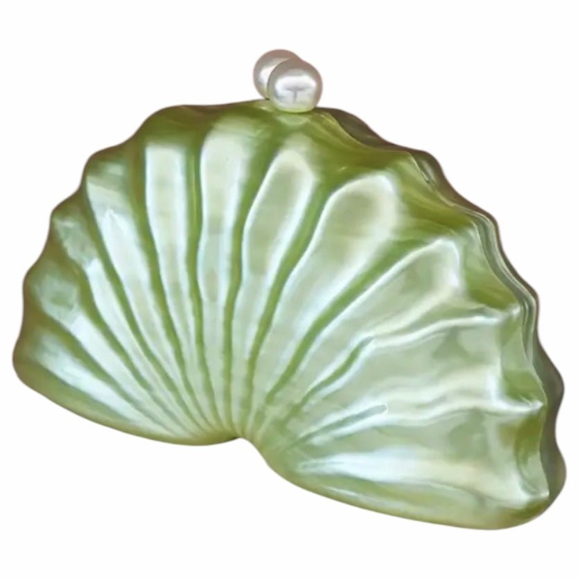 Zauberhafte Perlmutt Clutch in Grün - CrystalScents
